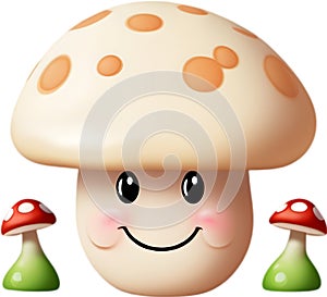 Cute Cartoon Kawaii Mushroom icon, Kawaii Mushroom clipart.