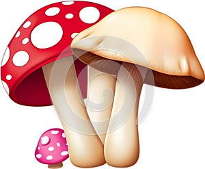 Cute Cartoon Kawaii Mushroom icon, Kawaii Mushroom clipart.