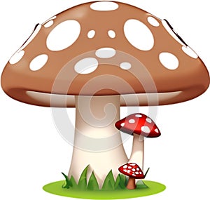 Cute Cartoon Kawaii Mushroom icon, Kawaii Mushroom clipart.