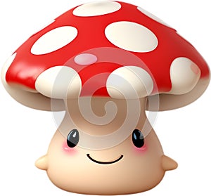 Cute Cartoon Kawaii Mushroom icon, Kawaii Mushroom clipart.