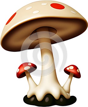 Cute Cartoon Kawaii Mushroom icon, Kawaii Mushroom clipart.