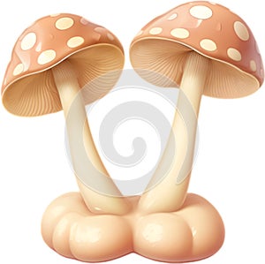 Cute Cartoon Kawaii Mushroom icon, Kawaii Mushroom clipart.