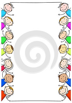 Cute cartoon kids and banner.on white background