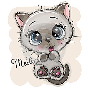 Cute Cartoon Kitten with big eyes