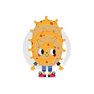 Cute cartoon kiwano horned melon illustration on a white background