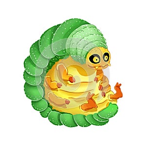 Cute cartoon larva colorful illustration. Dorky and funny image photo
