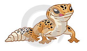 Cute cartoon leopard gecko