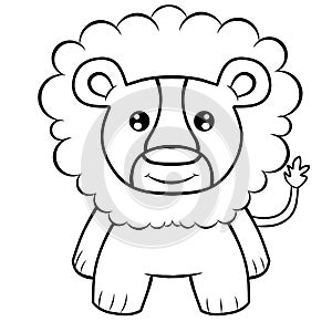 Cute cartoon lion coloring page