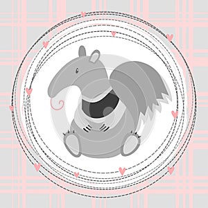 Cute cartoon little anteater vector illustration.