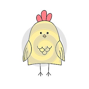 Cute cartoon little chicken. Vector illustration. Isolated on white background