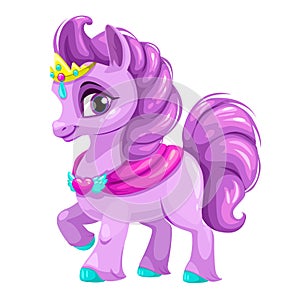 Cute cartoon little horse princess.