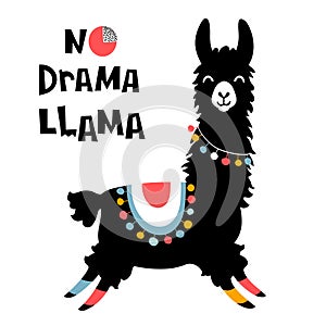 Cute cartoon llama design. Vector.