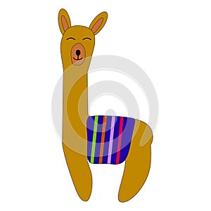 Cute cartoon llama vector design with No prob llama motivational quote