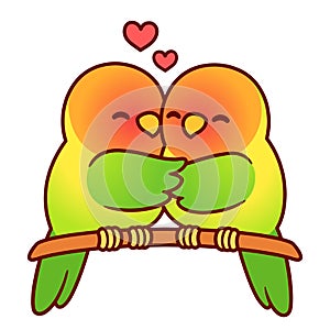 Cute cartoon lovebirds couple