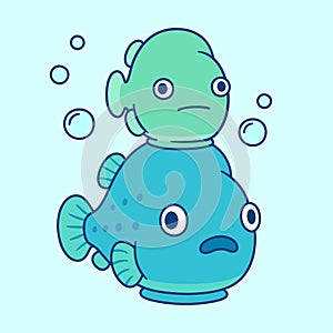 Cute cartoon lumpfish drawing