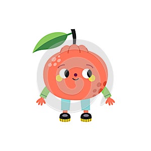 Cute cartoon mandarin tangerine illustration on a white background