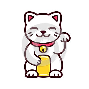 Cute cartoon Maneki Neko cat