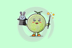 cute cartoon Melon magician with bunny character