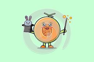 cute cartoon Melon magician with bunny character