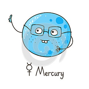 Cute cartoon Mercury isolated