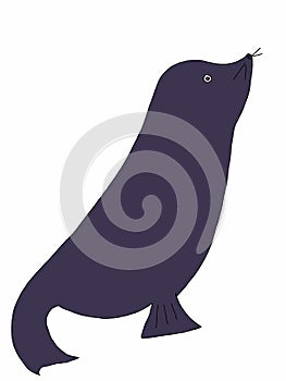 Cute cartoon,monk seal animal illustration  white background