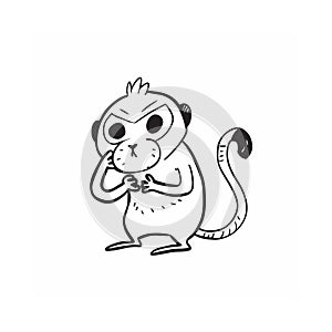 Cute cartoon monkey character with an angry expression