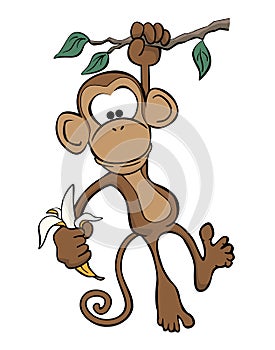 Cute Cartoon Monkey Isolated Vector Illustration