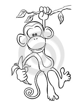 Cute Cartoon Monkey Isolated Vector Illustration