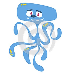 Cute cartoon monster alien or octopus. Vector illustration.