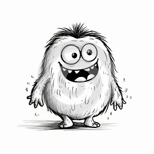 Cute Cartoon Monster Illustration With Angry Expression
