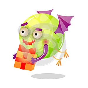 Cute cartoon monster.Raster illustration in flat cartoon style