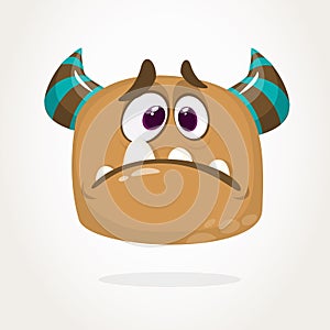 Cute cartoon monster. Upset flying monster emotion. Halloween vector illustration.