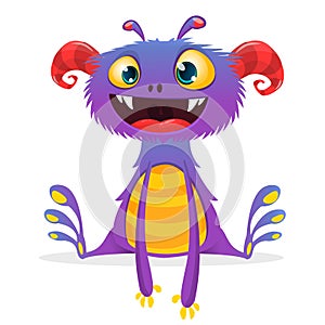 Cute cartoon monster. Vector troll or dragon character