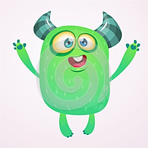 Cute cartoon monster. Vector troll or gremlin character. Halloween design.