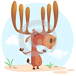 Cute cartoon moose character. on white background. Flat design Vector illu photo