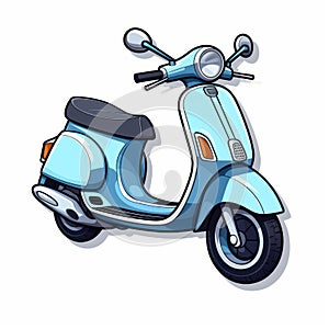 Cute Cartoon Motor Scooter Sticker With White Border