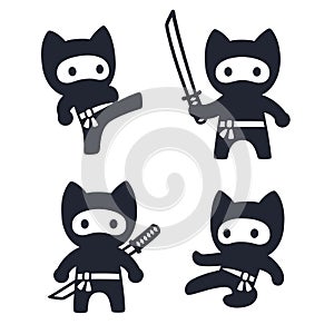 Cute cartoon ninja cat set