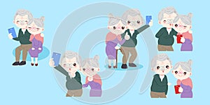 Cute cartoon old couple