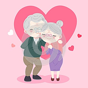 Cute cartoon old couple