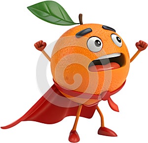 Cute cartoon orange with expressive emotion for designs. photo