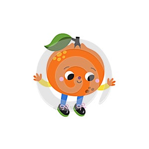 Cute cartoon orange illustration on a white background