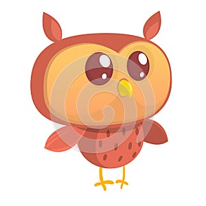 Cute cartoon owl character. Isolated on white background. Flat design. Vector illu
