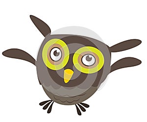 Cute cartoon owl flying