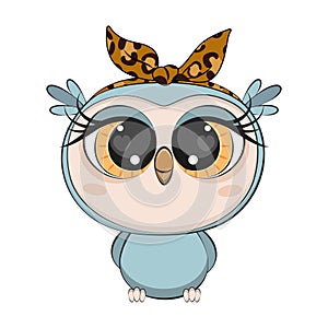 Cute cartoon owl. Funny birds. Vector illustration.