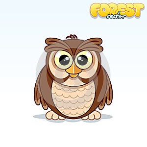 Cute Cartoon Owl. Funny Vector Animal