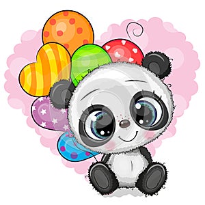 Cute Cartoon Panda with balloons