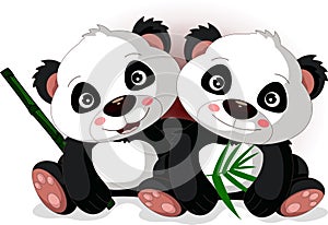 Cute cartoon panda's brother