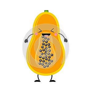 Cute cartoon papaya character vector illustration isolated on white background.