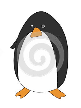 Cute cartoon, penguin  animal illustration  white background