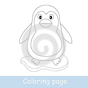 Cute cartoon penguin coloring page. Learn to draw animals. Vector line art, hand drawing. Coloring book for kids. Print for a t-